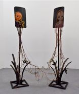 doll portraits with metal stands