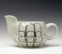 white bent teapot