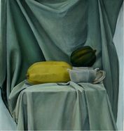 still life of two gourds and a teapot 